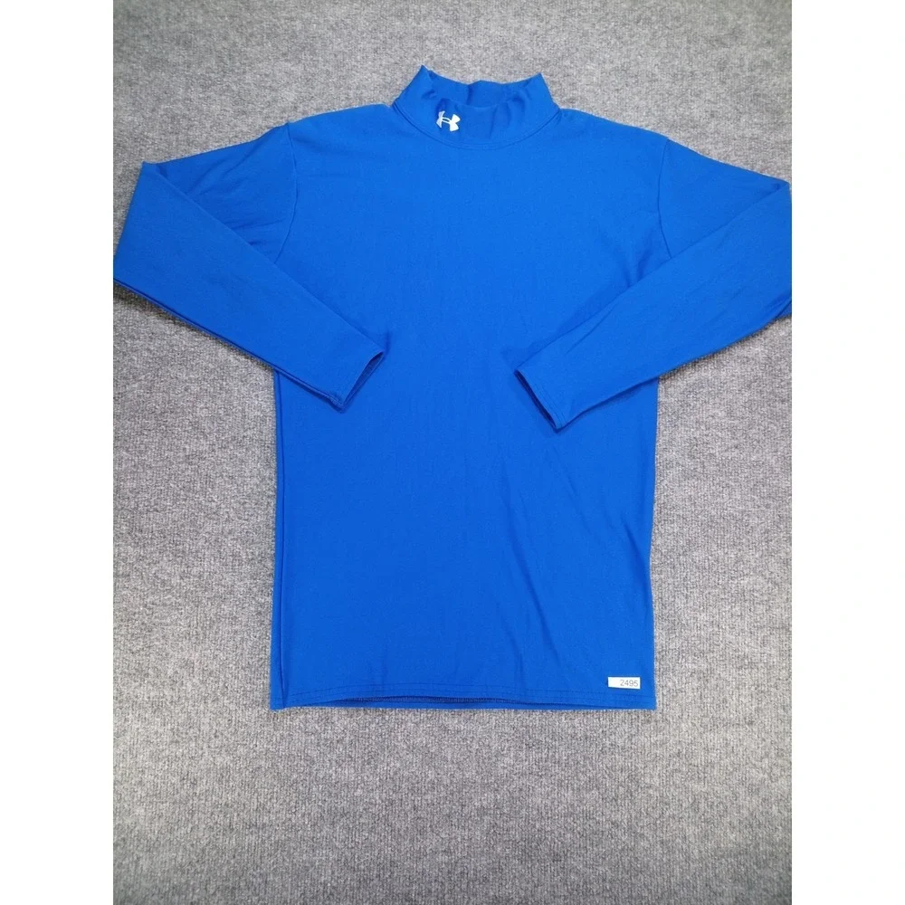 Under Armour Compression Shirt Mens XL Blue Mock Neck Long Sleeve HeatGear Athle